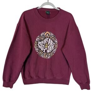 Obey Make Art Not War Propaganda Sweatshirt Womens Medium Maroon Graphic Fleece